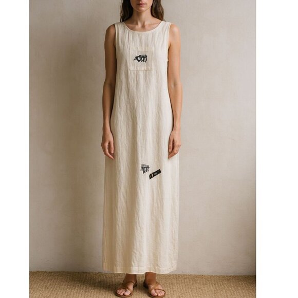 Positive Attitude Womens 100% Long Dress White Sz 2 Side Slits Sleeveless Boho - Picture 1 of 10